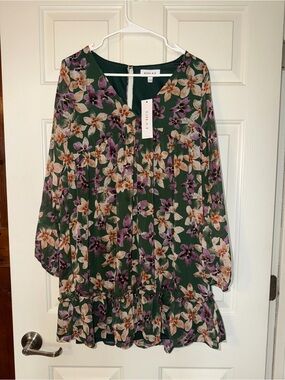 NWT Gilli Floral Chiffon Babydoll Mini Dress - size S